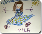 crayon self-portrait of Mila