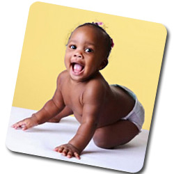 healthy smiling toddler crawling